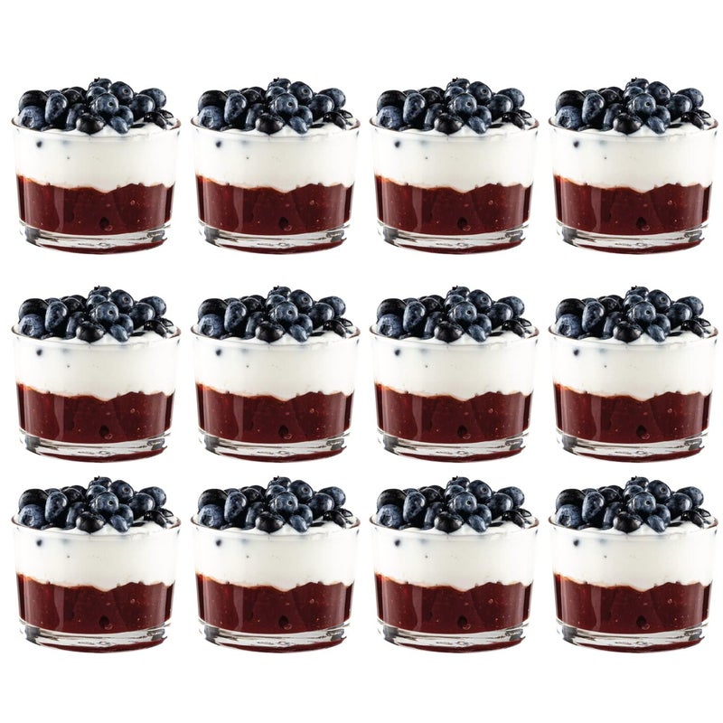 Vikko Small Glass Bowls, 7 Ounce Glass Dessert Cups, Set of 12 Dessert Bowls, Parfait Glasses, Stackable Bodega Glasses, Tasting Glasses, Custard Cups, Short Glasses - 3.2" x 2.2â€ - Image 1